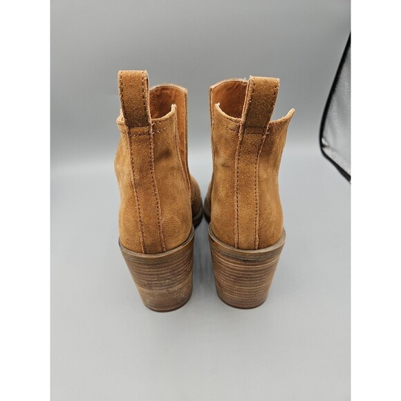Steve Madden Sharini Tan Suede Leather Slit Ankle Booties Shoes Womens 9.5 M - Picture 4 of 10